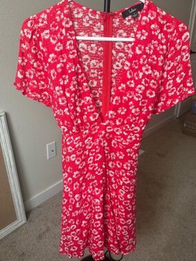 Lulus Red Floral Mini Dress